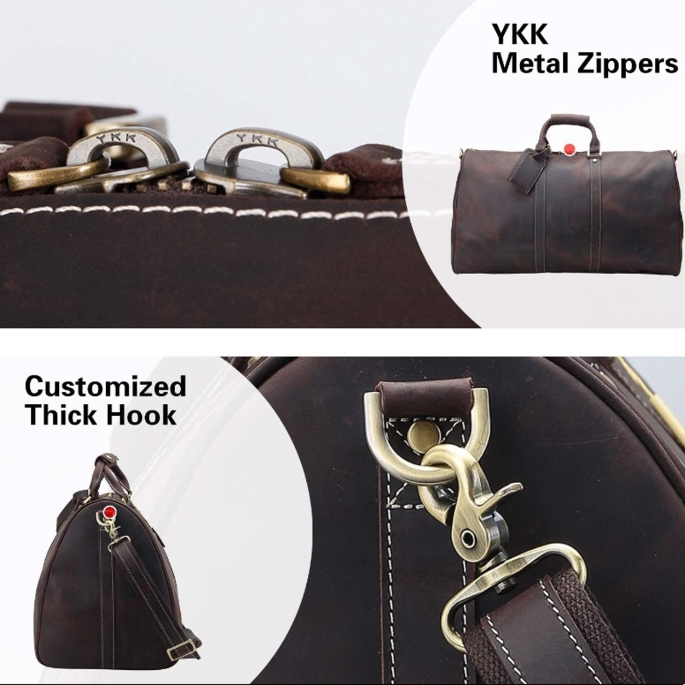 Full Grain Leather Duffel Weekender Duffle Bag - Picture 10 of 13